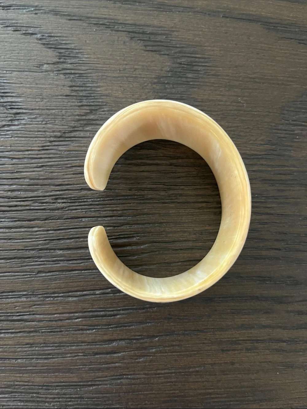 Cream and Tan Toned Bone Wide Cuff Bracelet